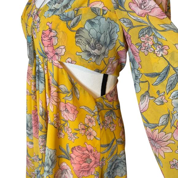 Go-Go Girl Floral Mini Dress Womens Boho Cottagecore Romantic NWT Festival Fall - Picture 4 of 9